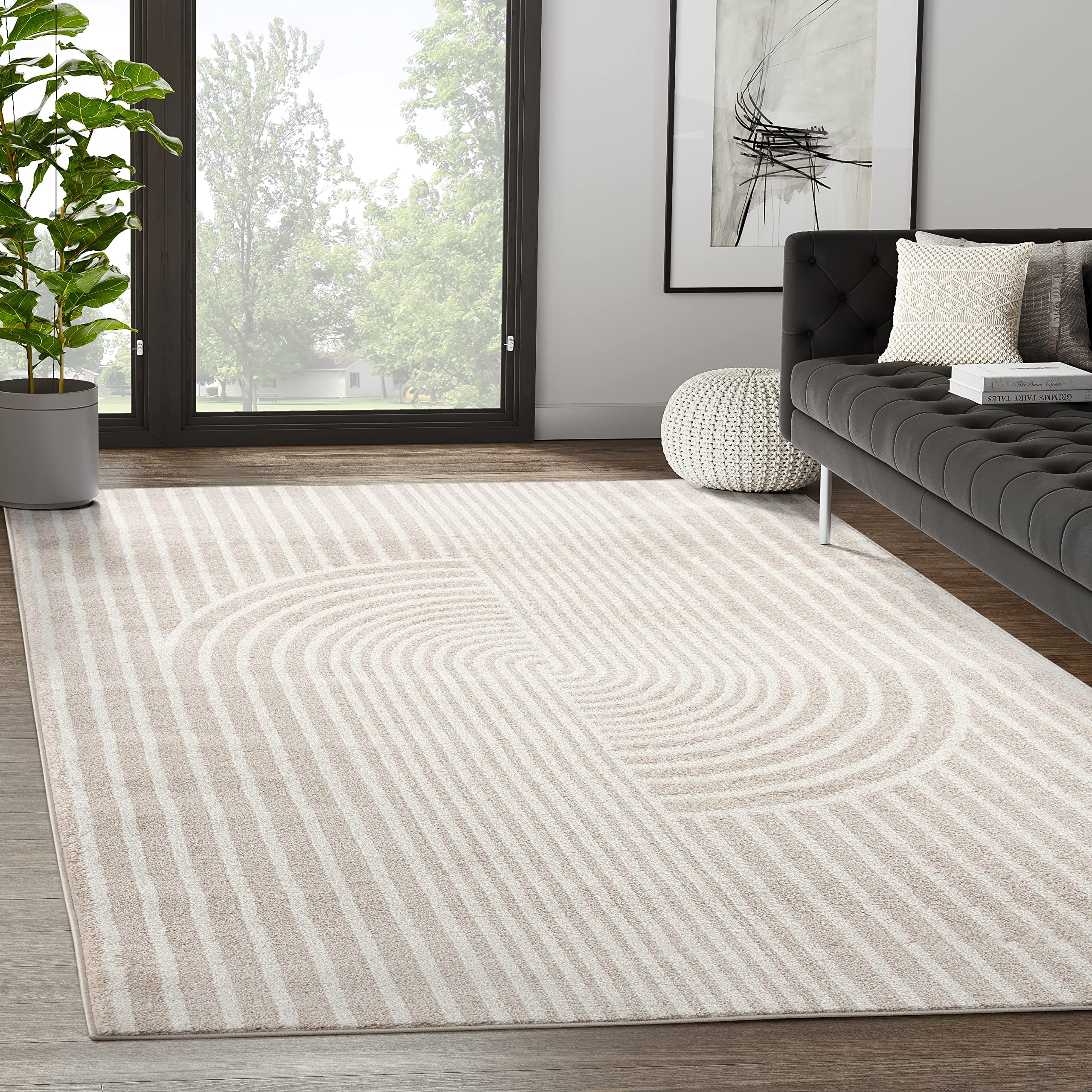 Abani Rugs Nuevo NUE150A Beige Arch Pattern Knot Area Rug (Cream 2 x 3)