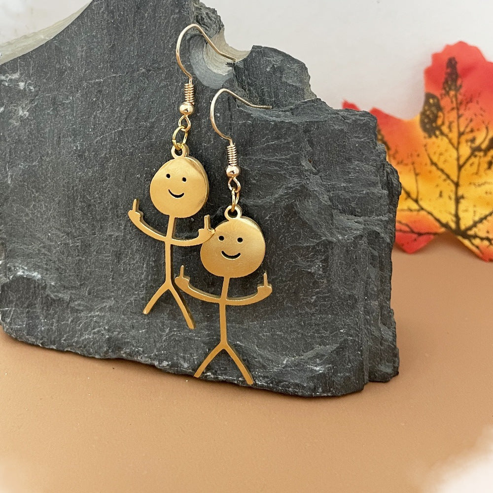 Women's Hip-Hop Stainless Steel Middle Finger Earrings