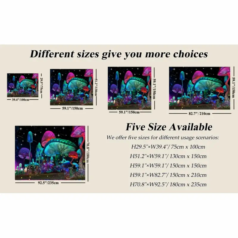Mushroom Wall Tapestry - Aesthetic Starry Night Decor