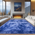 WISH TREE Extra Large Blue Living Room Rug 9x12 Soft Fluffy Shag Rug for Boys Bedroom Non-Slip Modern Indoor Fuzzy Big Rug Plush Tie-Dye Royal Blue Rugs for Nursery Kids Room Dorms Home Decor