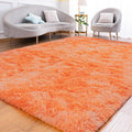 Goideal Fluffy Area Rug for Living Room Bedroom 4 x 6 Tie-Dyed Orange Rug Fuzzy Non-Slip Modern Carpet Ultra Soft Faux Fur Rugs for Dorm Kids Room Home Decor