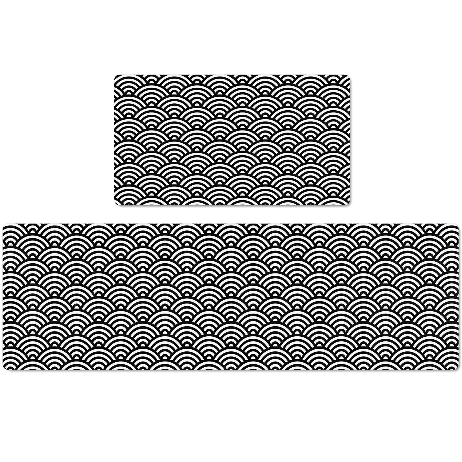Kitchen Mats for Floor Kitchen Rugs Set of 2 Cushioned Anti Fatigue Kitchen Runner Rugs Absorbent Non Slip Floor Rug Kitchen Home Decor Mat for Kitchen 17 in x 30 in & 17 in x 59 in Fan Shape