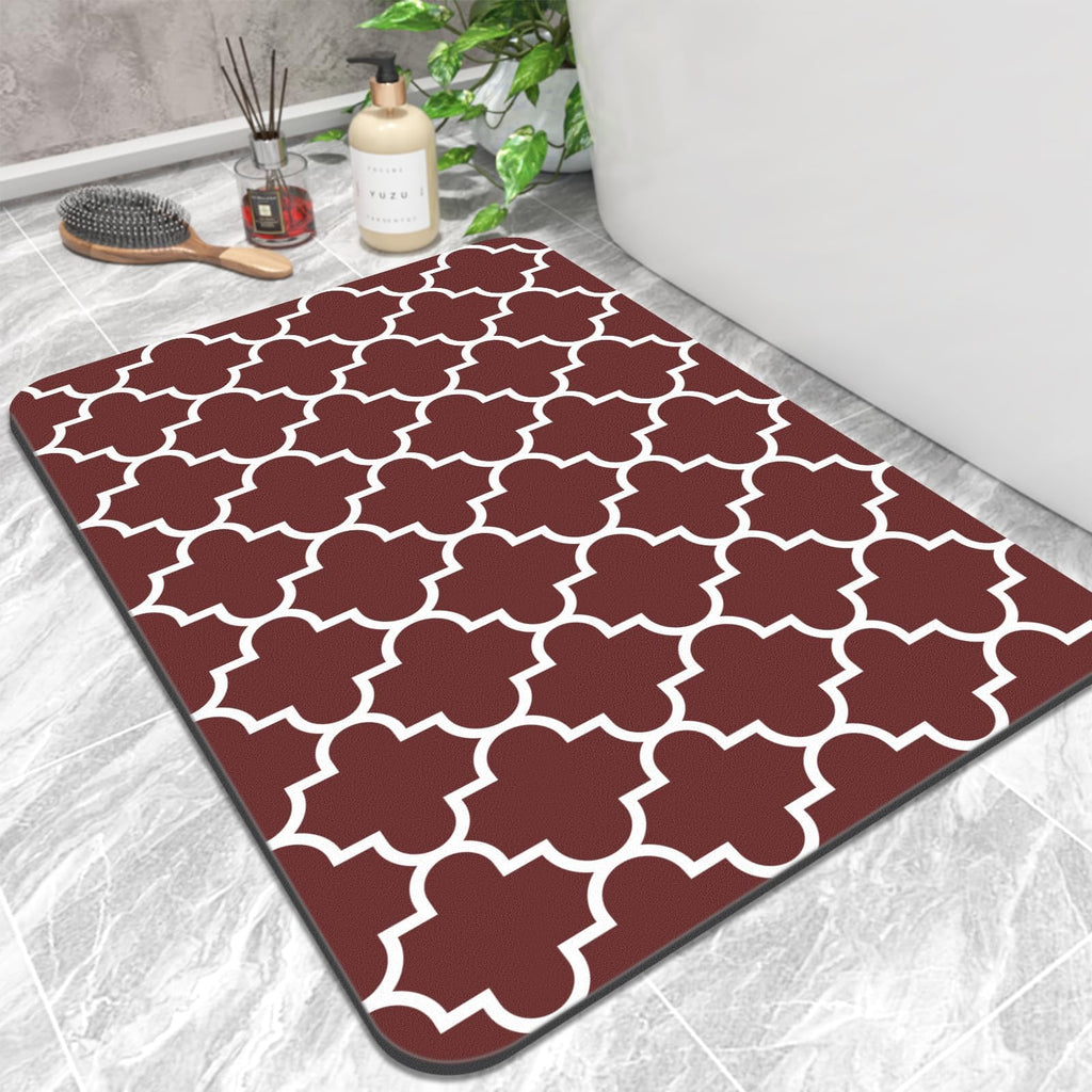 KMAT Bath mat Super Absorbent Bathroom Rugs Anti-Slip Quick Dry Bath Rug Fits Under Door Washable Bath Rugs for Bathroom Shower Room in Front of Bathtub Sink Red 24"x35"