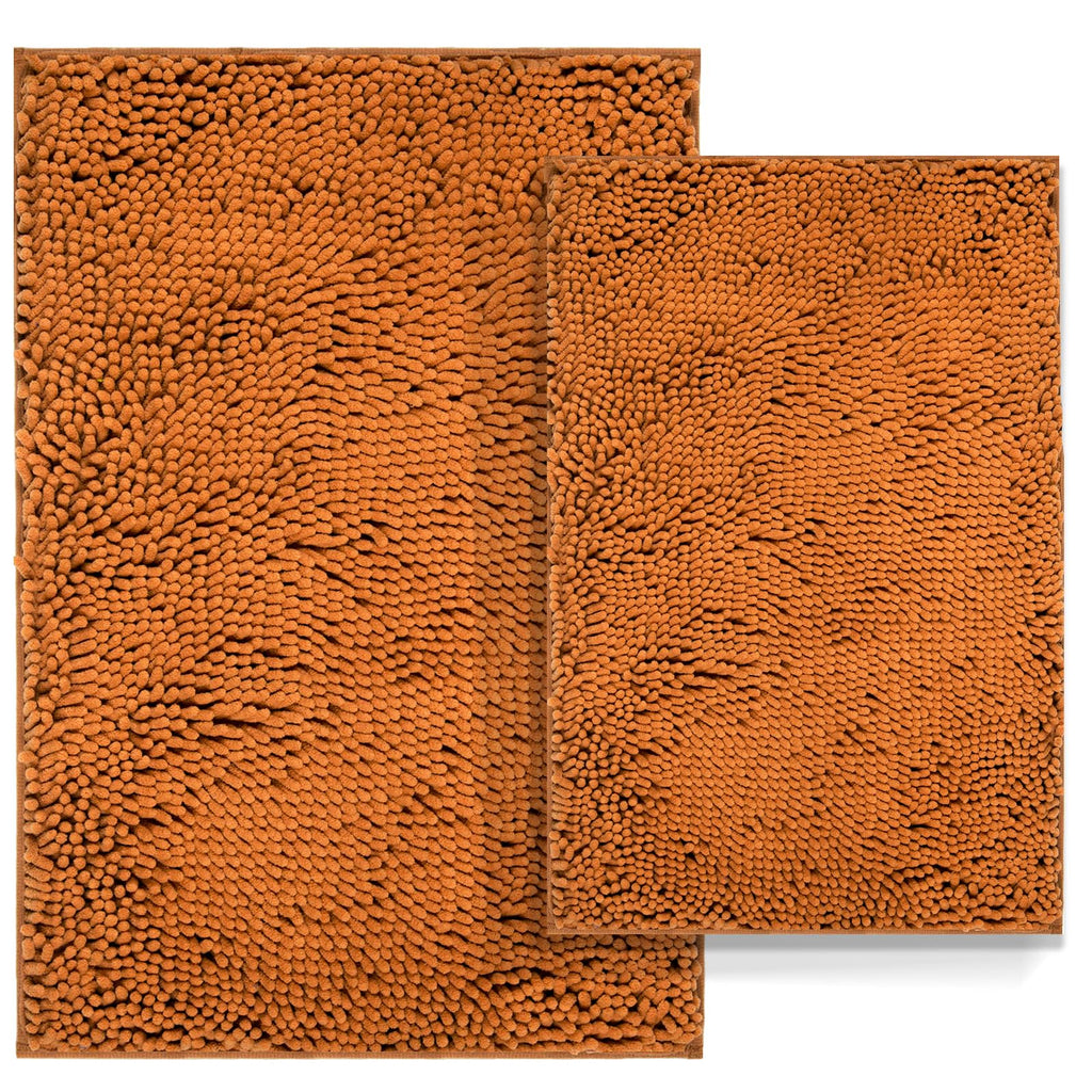 2 Piece Bathroom Rugs Set Bath Mat Soft Absorbent Chenille Bath Rugs Luxury Bath Carpet Thick Plush Bathtub Mat Non-Slip Bathroom Mat Runner for Shower Bathroom Floor 30x20 + 24x16 InchChampagne