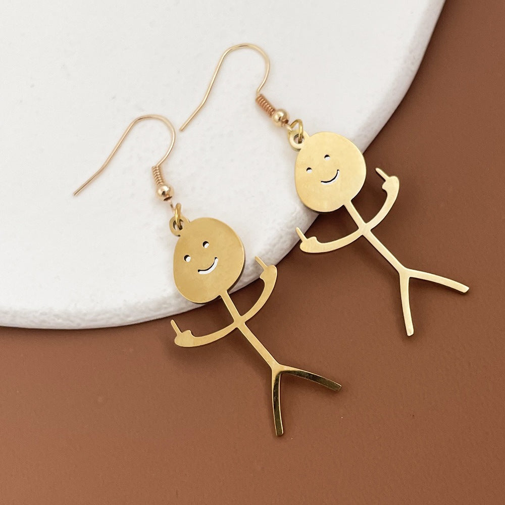 Women's Hip-Hop Stainless Steel Middle Finger Earrings