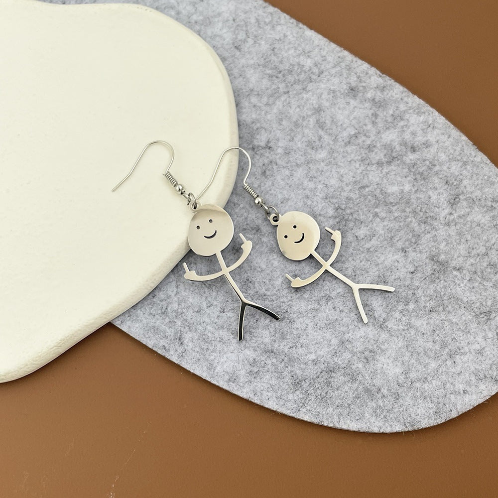 Women's Hip-Hop Stainless Steel Middle Finger Earrings