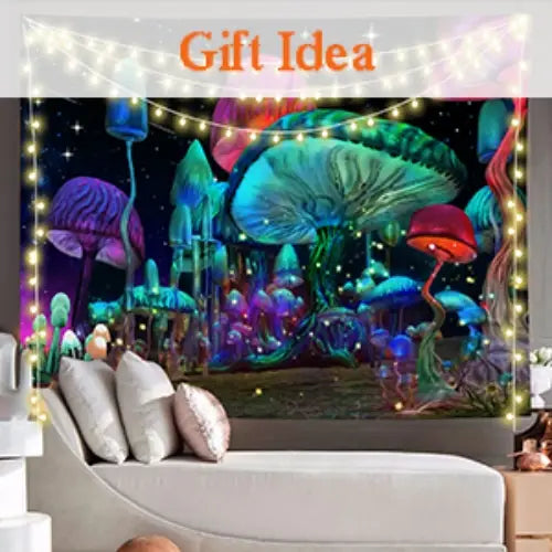 Mushroom Wall Tapestry - Aesthetic Starry Night Decor