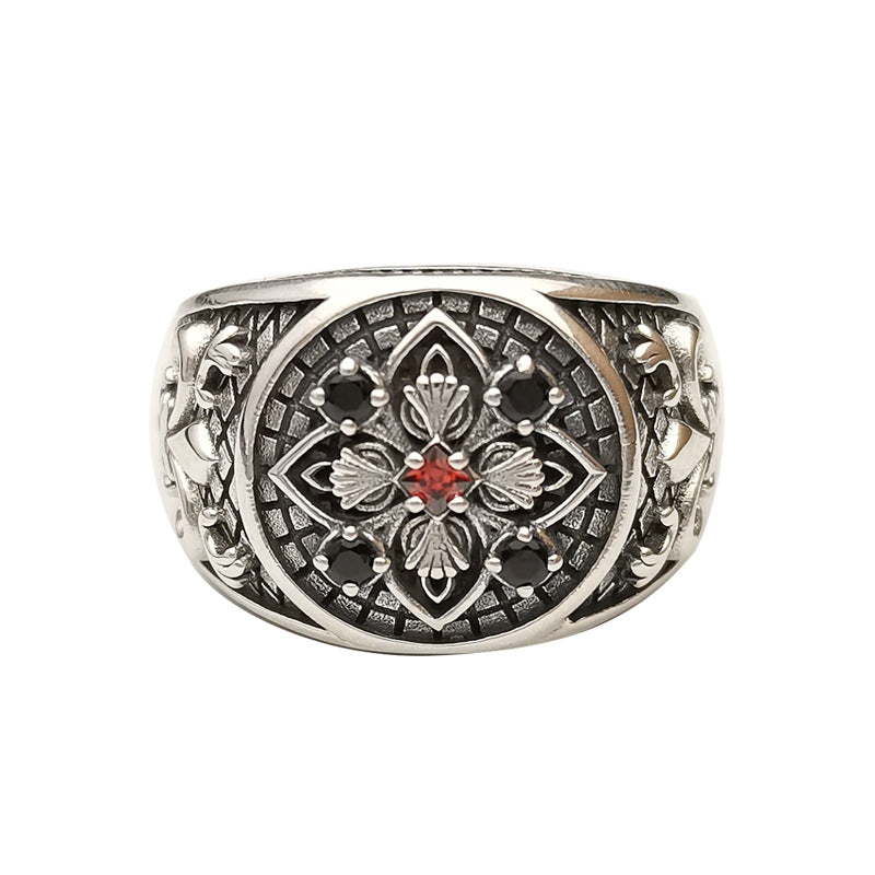 Gothic Military Flower Open Ring for Kids and Adults