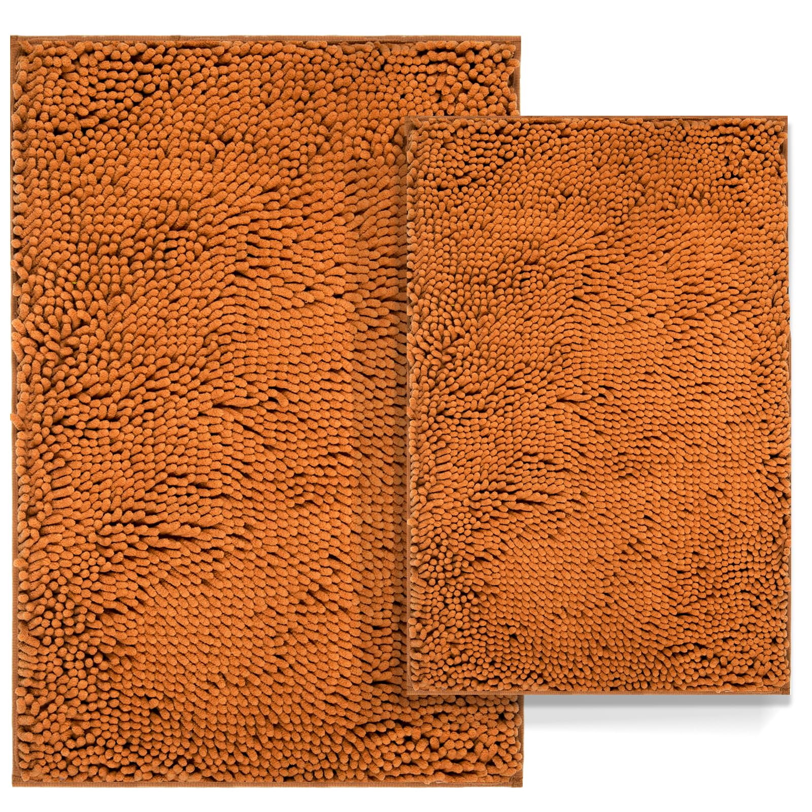 2 Piece Bathroom Rugs Set Bath Mat Soft Absorbent Chenille Bath Rugs Luxury Bath Carpet Thick Plush Bathtub Mat Non-Slip Bathroom Mat Runner for Shower Bathroom Floor 30x20 + 24x16 InchChampagne