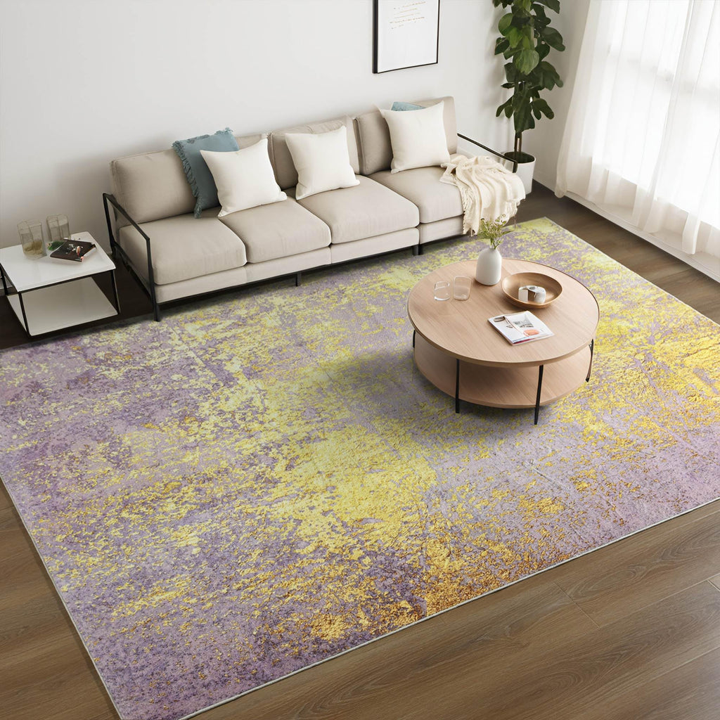 Merelax Living Room Area Rugs 5x7 Pink Yellow Rug for Bedroom Kids Room Soft Large Modern Abstract Rug Boho Vintage Washable Rugs Low Pile Non Slip Carpet for Dining Room Girls Room Office Study
