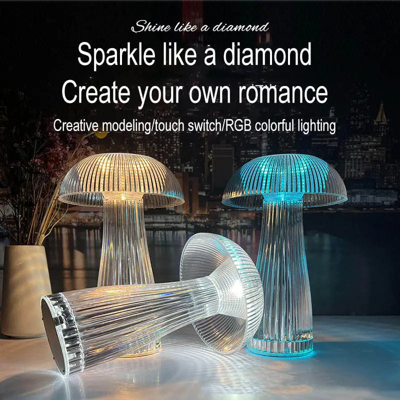 Mushroom Crystal Table Lamp - Colorful Touch Light