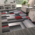 Masada Masada Rugs Trendz Collection 6x9 Modern Contemporary Area Rug in Red Gray and Black-Design Trz861